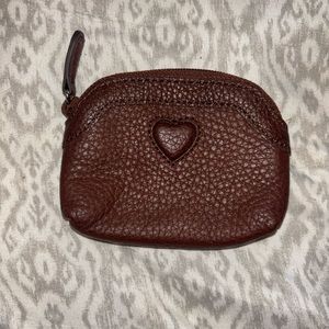 Brighton Vintage Chocolate Pebbled Leather Coin Purse Leopard Interior